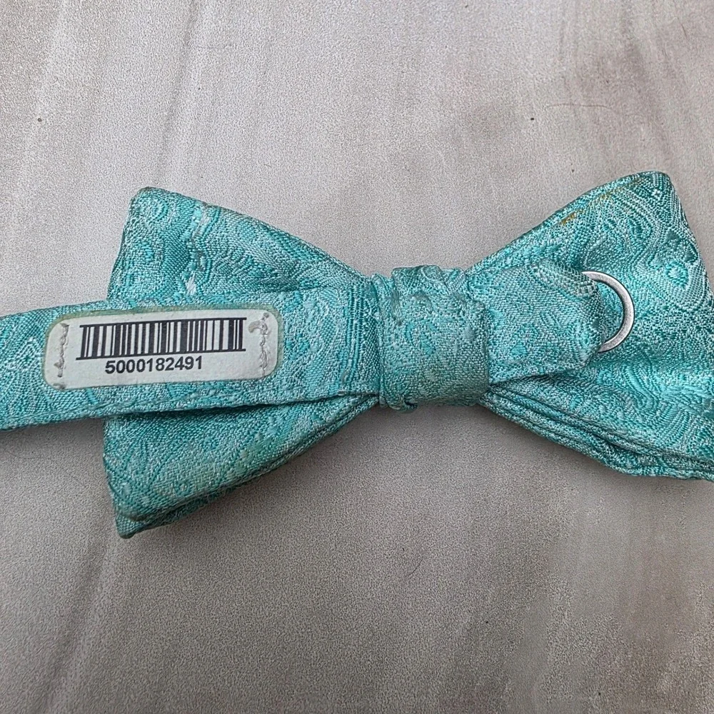 Mens‎ Aqua Blue Paisley Bow Tie Adjustable Pre-Tied Formal Wedding Turquoise D1